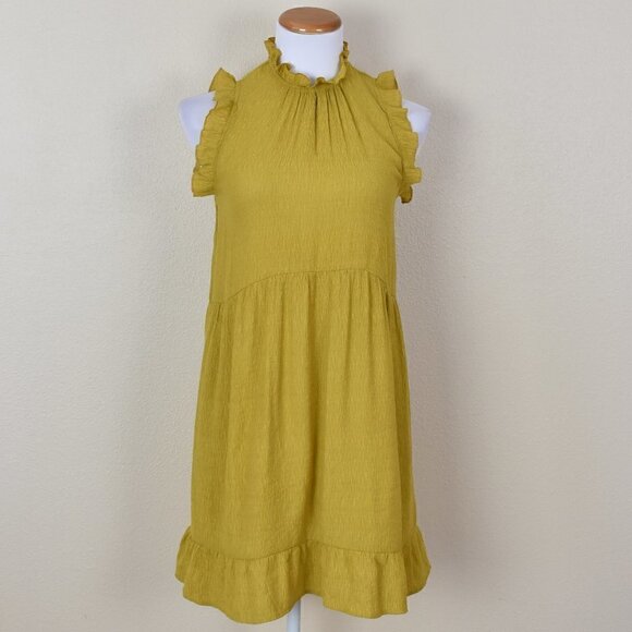 Pinch Dresses & Skirts - PINCH Ruffle Textured Sleeveless Yellow Dress S
